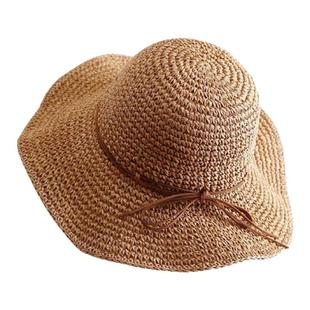 网红草帽女夏季遮阳帽海边沙滩防晒帽2025新款大帽檐户外太阳帽子