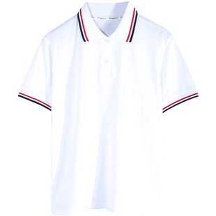 胖男童短袖POLO衫中大童小学生宽松男孩白色T恤校服班服翻领上衣