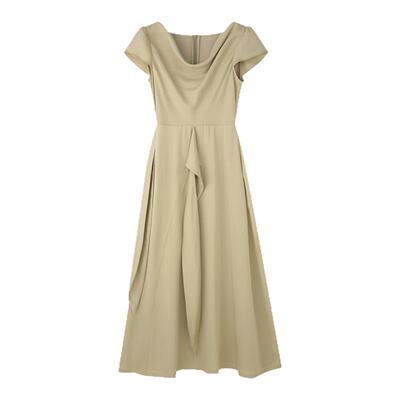 solighter雾面莱赛尔荡领连衣裙