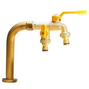 农村小院石头盆简易水龙头景区花园户外防冻单冷一进二出浇花龙头