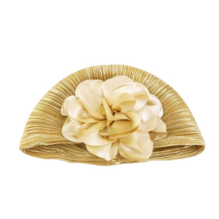 中东欧美风褶皱烫金花朵包头帽子复古高级感夸张头巾帽跳舞演出帽