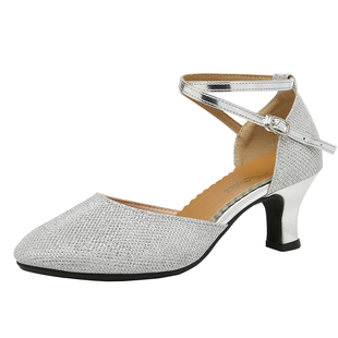 舞鞋女拉丁舞鞋软底舞蹈鞋广场舞银色跳舞鞋银跟交谊舞摩登华尔兹