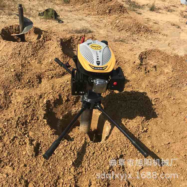 双人手扶式挖坑打洞机 9马力四冲程汽油地钻机 工程便携式打孔机