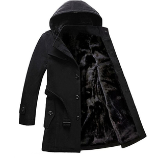 风衣男冬季中长款保暖北方加绒加厚冬天毛呢休闲外套男士呢子大衣