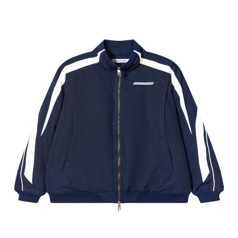 BLINDNOPLAN 条纹撞色拼接棉服复古LOGO运动棉衣明星同款