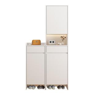 极窄款实木鞋柜家用门口高立式入户玄关柜一体定制新款阳台储物柜