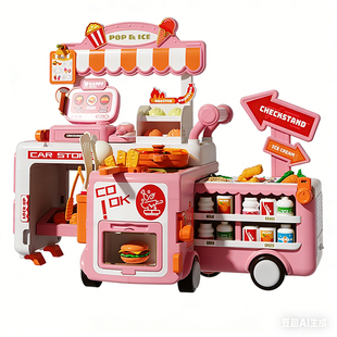儿童厨房做饭过家家小女孩冰淇淋玩具车雪糕冰激凌3岁4超市收银台
