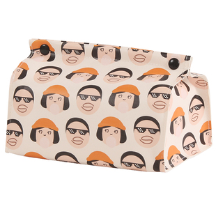 SADULT可爱卡通橙色家用抽取式纸巾盒汽车车载纸巾袋抽纸餐巾盒套