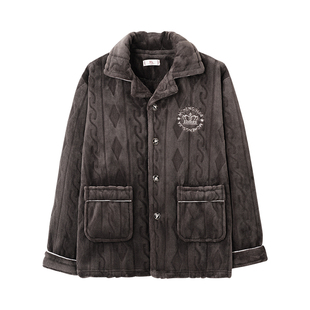 加绒加厚男士睡衣上衣单件冬季2025新款珊瑚绒长袖冬天保暖法兰绒