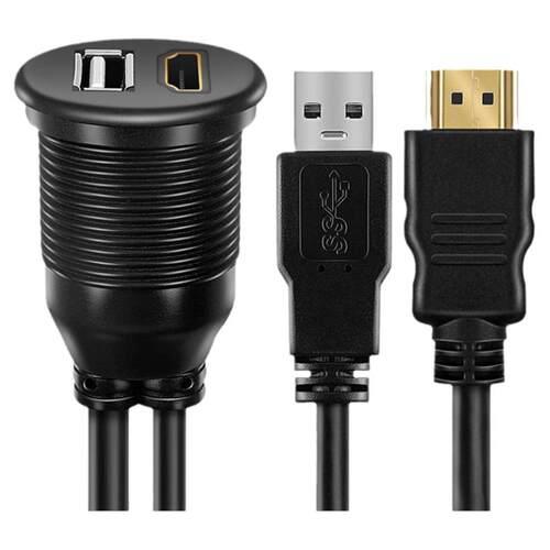 HDMI防水线UBS3.0公对母二合一延长线汽车摩托轮船仪表板带防水盖