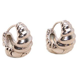 LLab 简约百搭牛角包耳圈s925银针卡扣设计金银光泽感时髦耳环