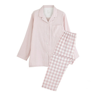 日式纯棉睡衣双层纱棉纱春秋初夏新款男女士无侧缝薄款套装家居服