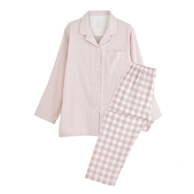 日式新款纯棉双层纱睡衣