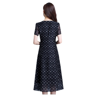 埃伦气质优雅连衣裙女2026新款时尚收腰显瘦百搭洋气减龄过膝长裙
