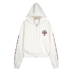 饭饭又饿了美式复古印花连帽卫衣外套女春季休闲宽松显瘦百搭帽衫