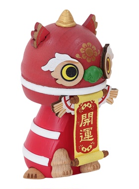 森活木趣车载摇头摆件中控台汽车车内饰品实木木质弹簧招财醒狮