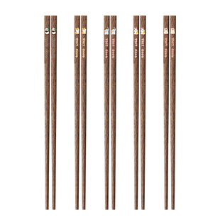 味家鸡翅木筷子家用高档抗菌防霉实木筷可爱卡通2026新款家庭餐具