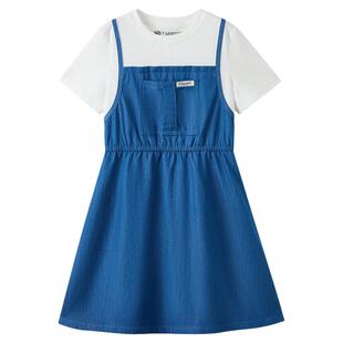 【冰感防晒50+】eland kids衣恋童装女童连衣裙26年夏新品牛仔裙