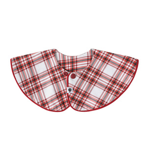 Oak mont婴儿口水巾宝宝防水围嘴新生儿周岁红色格子吸水口水兜