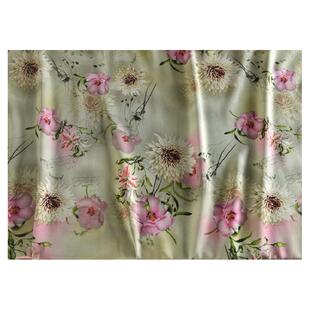 花蓟 垂坠棉绸人棉面料夏款薄款服装连衣裙旗袍复古植物花卉布料