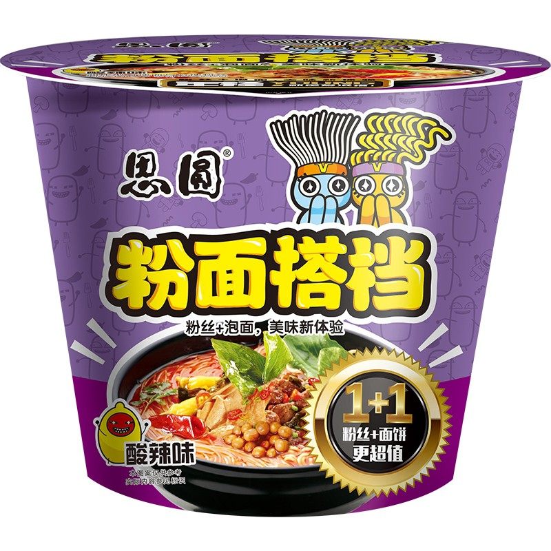 思圆方便面粉丝粉面搭档6桶整箱装混搭组合多口味速食泡面