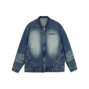 BJHG不计后果牛仔美式复古外套男款秋季穿搭设计感倒装情侣夹克女