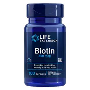 保税仓速发LifeExtension生物素维生素B7 H胶囊头发皮肤指甲营养