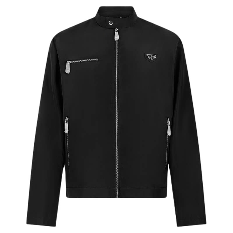 PHILIPP PLEIN 2026年新款男士黑色立领夹克秋季简约休闲外套