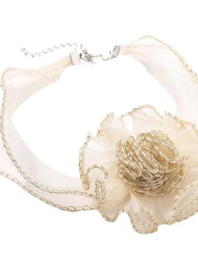 复古纯欲立体玫瑰花颈链