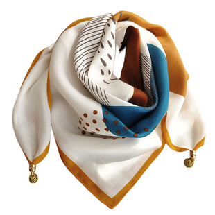 磁吸扣丝巾小围巾女春秋护颈方巾丝巾女2024新款文艺女士棉麻围巾