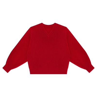 新年限定羊毛粗针V领毛衣半裙套