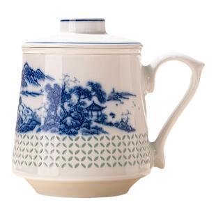 富玉陶瓷茶杯个人专用高档家用待客泡茶杯茶水分离高端会议办公杯