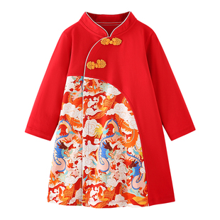 中国风女童旗袍婴儿新中式周岁女宝宝礼服唐装女孩新年过年拜年服