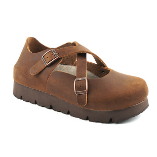 岛外DAOWAI勃肯鞋厚底4cm头层牛皮增高女鞋