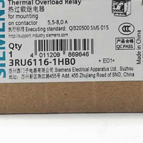 议价3RU6116-1EB0 2.8-4A西门子低压3RU6116过载热继电器