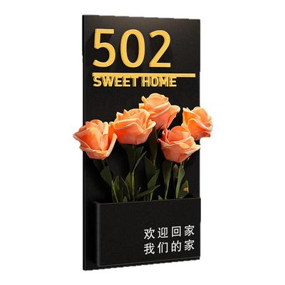入户门牌号简约风插花装饰定制