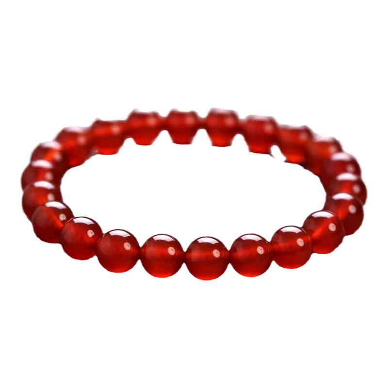 天然红玛瑙手串女串珠2025蛇年本命年佛珠红色水晶玉髓珠子手链男