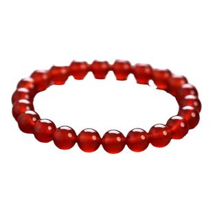 天然红玛瑙手串女串珠真品纯本命年佛珠红色水晶玉髓珠子手链男士