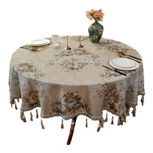 新中式圆桌桌布2026年新款圆形家用台布高级感轻奢餐桌布高端奢华