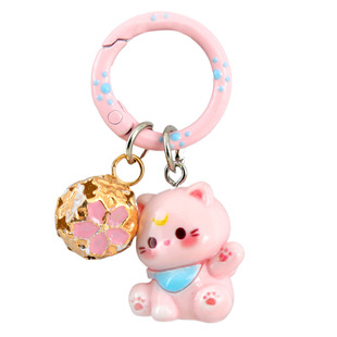卡通招手小猫咪钥匙扣可爱少女学生书包铃铛挂件笔袋配饰闺蜜礼物