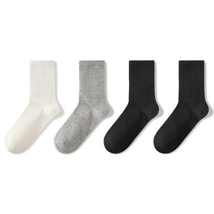 耐尔白色新疆棉袜子男夏季中筒袜基础款透气吸汗纯色春秋季棉袜