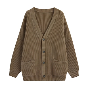 秋冬季jk制服毛衣女日系学院风复古针织开衫V领长袖上衣宽松外套