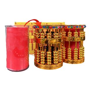 3天玻璃杯金算盘招财灯无烟蜡烛家用供灯酥油灯座供佛8小时招财灯