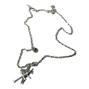 从不睡觉 暗系黑UC高桥盾风格魔女期做旧三重叠十字架纯银项链潮