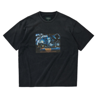 714street恐怖电影海报水洗短袖T恤男2025夏季新款美式复古情侣装