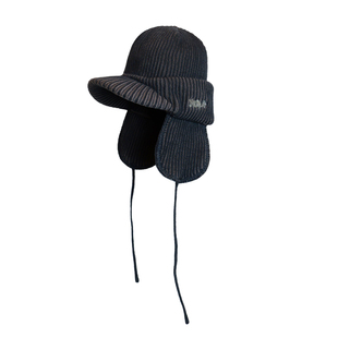 DAIKONLab.24aw城市休闲街头防寒保暖针织双色戴帽檐护耳帽毛线帽