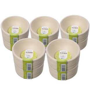 一次性碗纸碗商用家用圆形装菜餐具碗筷套装白色本色可降解加厚碗