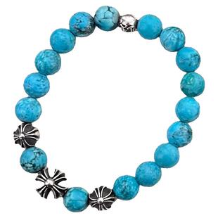 权志龙绿松石手钏做旧十字架手串虎眼石王嘉尔镀纯银珠猫眼手链男