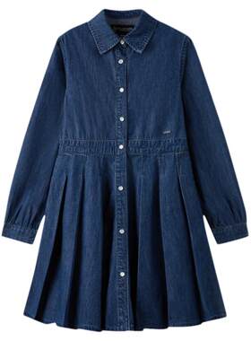 elandkids女童牛仔衬衫连衣裙