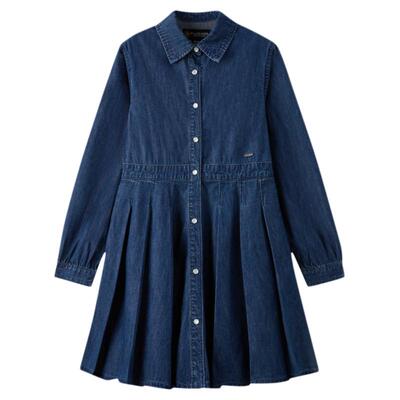 elandkids女童牛仔衬衫连衣裙